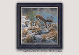 Framed print of a leaping red fox.